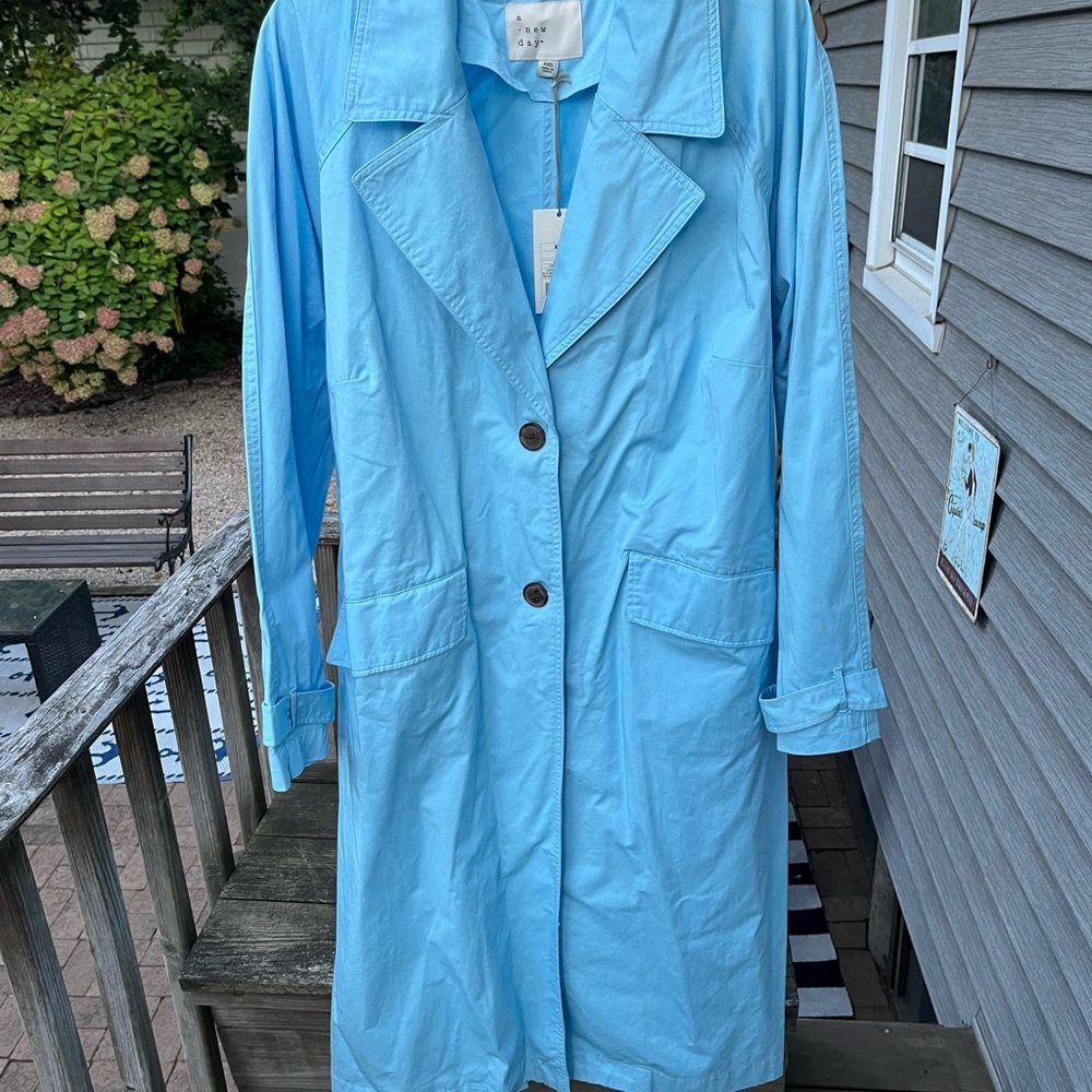 A New Day Sky Blue Trench Coat XXL - NWT